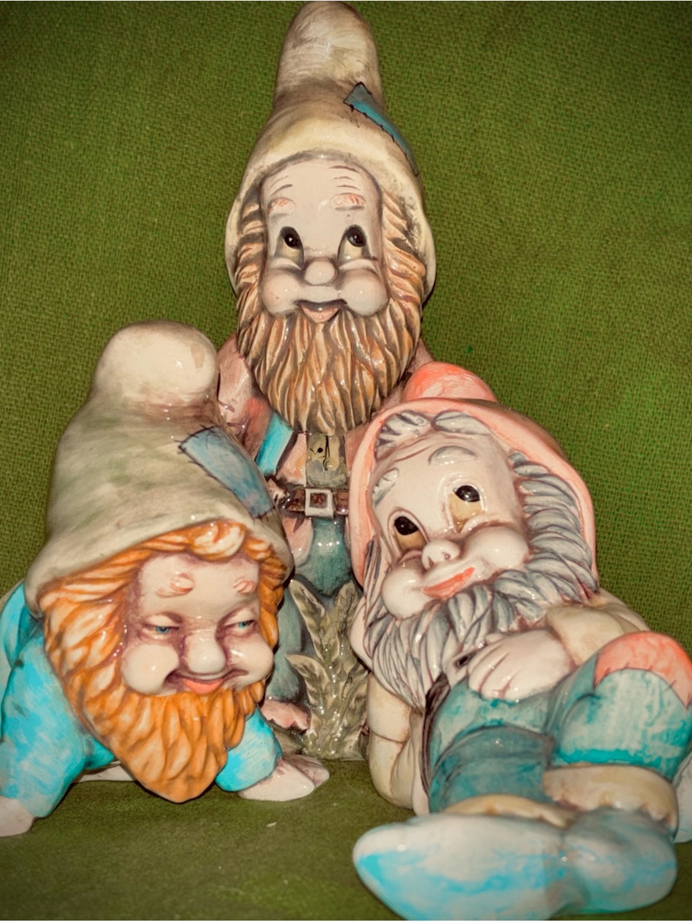 Set of three vintage European porcelain gnomes